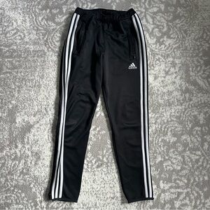 Adidas Kids Black Joggers with White Stripes